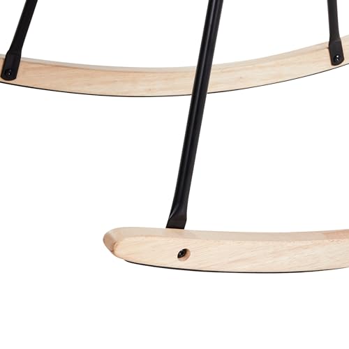 Miniatura 9 de Beliani Silla Mecedora De Tela Asiento De Poliéster Patas De Metal Patines De Madera Diseño Moderno Blanco Crema Kvelia