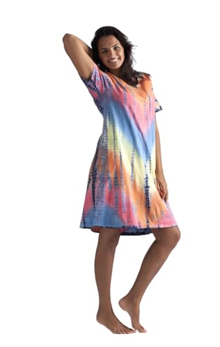 Image of LA CERA Women's Casual Cotton Knit Summer Dress, A-Line Hem, Scoop Neckline, Short Sleeves with Side Pockets
