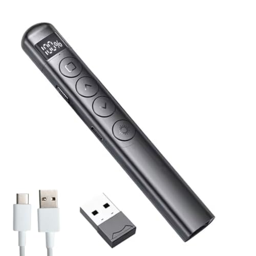 VIBOTON Rechargeable Wireless Presenter Remote with Red Laser Pointer, 2.4GHz PowerPoint Clicker with USB Receiver, Slide Advancer with Page Up/Down Control for PPT, Keynote, Classroom, Meeting