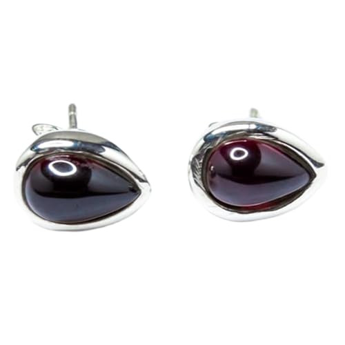 Grenat rouge naturel rare sur boucle d'oreille puce en argent 925 | L'éclat d'une taille poire exclusive