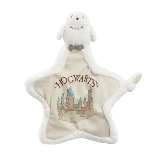 Rainbow Designs Harry Potter Hedwig Comfort - Edredón de felpa suave para recién nacido con diseño de búho nevado, manta de bebé en forma de estrella con ilustración de Hogwarts y esquina anudada para