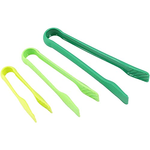 Image of YANCI 3 Pcs Reusable Plastic Kitchen Serving Tongs, Non-Slip Bread Clip for Cooking, Salad Tongs, Colorful Tongs, Catering and Everyday Use (Green)