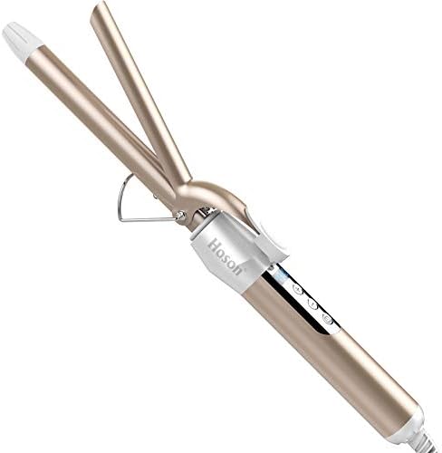 Hoson 3/4 Inch Curling Iron for Short Hair, Long Barrel Curling Irons for Women Hair, Ceramic Tourmaline Hair Curler Dual Voltage with Gloves(Gold)