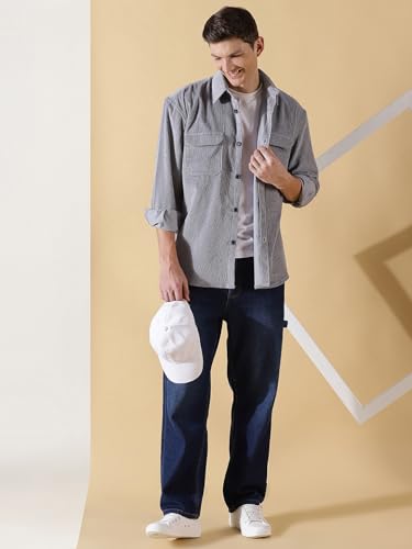 Image of Thomas Scott Men's Premium Spread Collar Double Pocket Corduroy Oversized Shackets