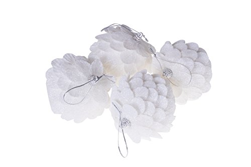 Clever Creations White Flower 4 Pack Christmas Tree Ornaments #TOP6