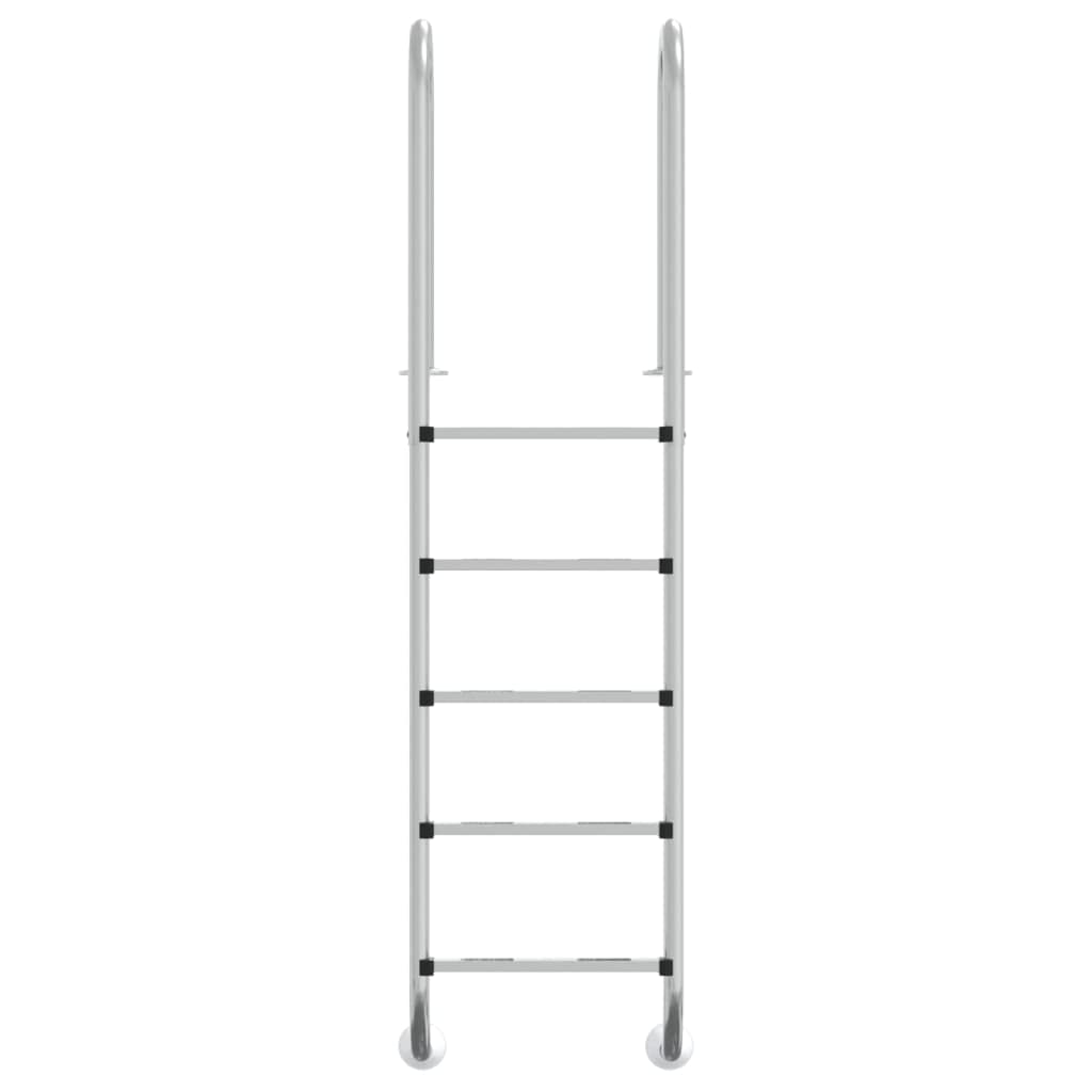 vidaXL Escalera de piscina con 5 peldaños antideslizantes para interiores y exteriores, fácil montaje, 54 x 38 x 211 cm, acero inoxidable 304