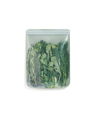 W&P Porter Silicone Reusable Storage Bag, Sandwich (46oz Flat), Sage, Food Storage Container, Microwave and Dishwasher Safe, Easy Cleaning