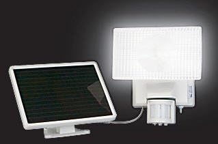 Maxsa 40225 Solar-Powered Security Floodlight, Motion-Activated 80 LED Outdoor Safety Light, Off-White