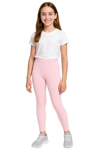 PopCouture Girls Premium Dance & Gymnastics Sports Activewear Leggings Baby Pink 7-8 Years