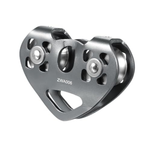 Oshhni Polea de Tirolesa, Polea de Cable de Escalada, Polea Doble de Velocidad en Tándem de 30kN para Trabajo en Altura, Arrastre, Enganche Y Cuidado, Gris