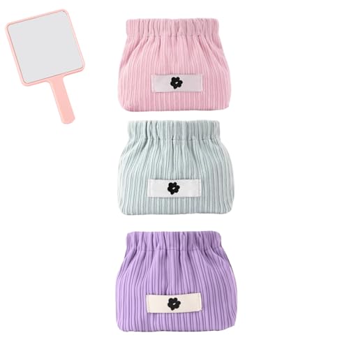 Self-Closing Magnetic Mini Portable Pouch, Portable Mini Cosmetic Makeup Lipstick Storage Organizer Bag, Multipurpose Jewelry Coin Purse for Daily Home Travel use (3 PCS B)