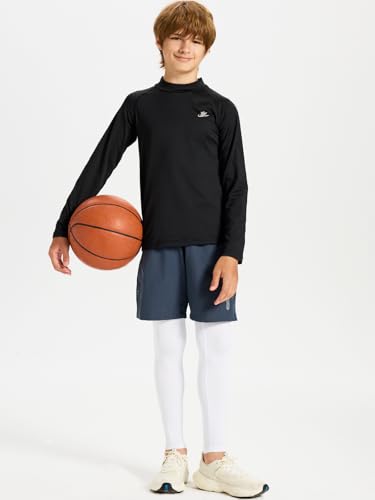 Image of DEVOROPA Boys Leggings Youth Compression Pants Sports Tights Basketball Football Baseball Soccer Baselayer Slim /Regular /Husky