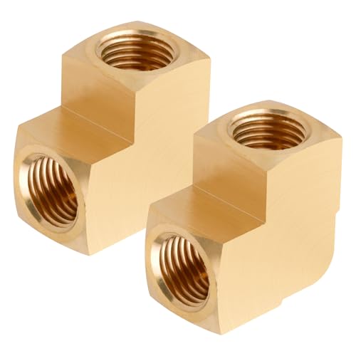 Boeray 2pcs 1/4” Brass Fittings 90 Degree Barstock Street Elbow 1/4" NPT Female Pipe to 1/4" NPT Female Pipe 1/4 NPT Female Fittings Elbow Forged Brass Pipe Fittings