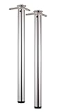 2er Set höhenverstellbarer Stützfüße Möbelfuß in Chrom Optik 705 mm + 40 mm Rundrohr 60 mm Durchmesser Möbelfuß Tischbein Möbelfüße
