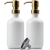 2 Pack Premium Gold Soap Dispenser Multi-Purpose Refillable Plastic Pump Bottles w/ Matte Black Disp