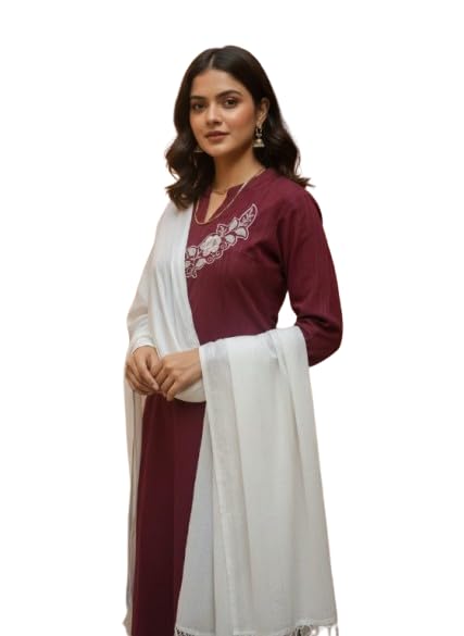 Image of Women Three Piece Kurta Set with Dupatta and Pant Modern Ethnic Design for Office and Traditional Occasions