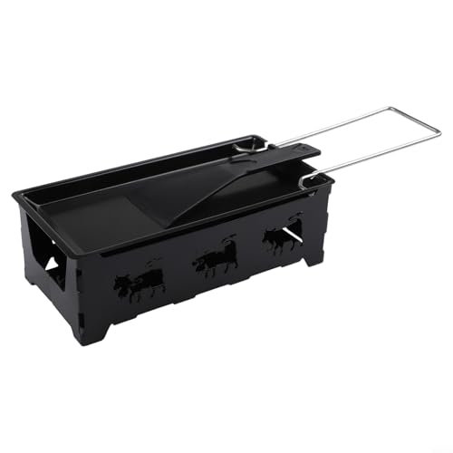 Durashmall Juego de parrilla de queso antiadherente portátil con asas de acero al carbono, calentador de fondue para interiores y exteriores, para derretir queso, incluye bandeja para hornear y