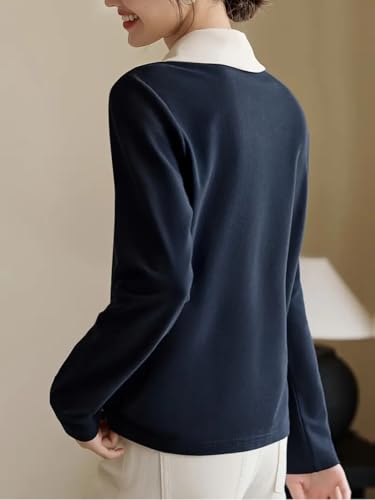 Image of Women's Polo T-Shirt | Long Sleeve Casual T-Shirt | Soft Comfortable Korean Style Trendy Top for Women