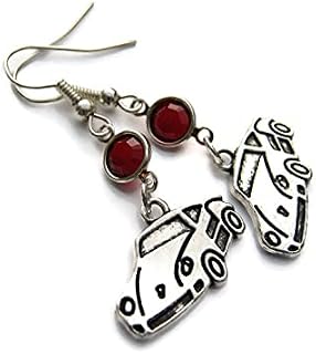 Race Car Birthstone Earrings, Personalized Sport Car Earrings, Stock Car Racing Jewelry