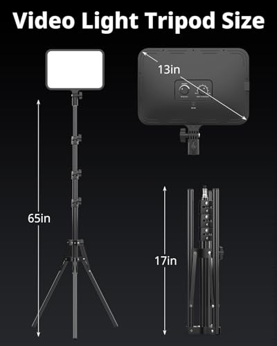 UBeesize 2 Pack LED Video Light Kit, Photography Lighting, 13" Studio Lights with 65" Tripod Stand and Phone Holders, Podcast Lighting for Video Recording,Tiktok,YouTube - Image 6