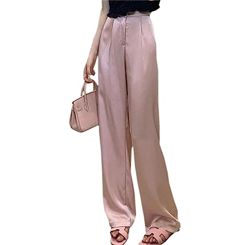 Betusline Women's Satin Wide Leg Dress Pants High Waisted Business Work Trousers2