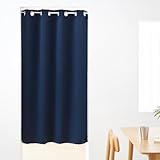 クモリ(Kumori) 間仕切りカーテン 遮光度99.99% 断熱防寒 のれん 暖簾 ハトメ仕様 目隠し 突っ張り棒 ドアカーテン 無地 厚手 保温 防音 遮熱 省エネ 洗濯可能 北欧 階段 玄関 キッチン リビング 出入り口 ロング (幅100cm×丈160cm・1枚組 ネイビー)