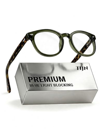 Image of TIJN Blue Light Blocking Glasses Men Women Vintage Thick Round Rim Frame Eyeglasses
