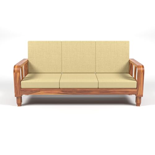 Image of Solid Sheesham Wood 3 Seater Sofa Set - Elegant and Stylish 3 Person Seating Wooden Sofa for Your Living Room (Design 27)