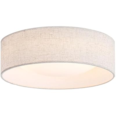 CALOKES 13" Fabric Flush Mount Ceiling Light, 24W 3000K LED Closed to Ceiling Light Fixture with Classic Linen Drum Design for Bedrooms, Kitchen, Dining Room, Hallway
