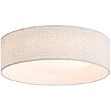CALOKES 13' Fabric Flush Mount Ceiling Light, 24W 3000K LED Closed to Ceiling Light Fixture with Classic Linen Drum Design for Bedrooms, Kitchen, Dining Room, Hallway