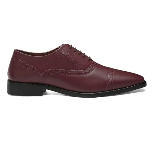 Image of LOUIS STITCH Formal Lace Up Shoes for Men | Handcrafted Italian Leather Mens Oxford Shoes| Russet Tan | RXOXTN