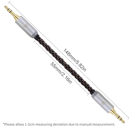 Cable AUX macho a macho 3.5mm a 2.5mm ultra corto miniatura 3