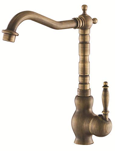 VDOQTLJT Antique Revolving Copper Kitchen Faucet Sink Cold Water Mixer Single Handle Retro Two(One)