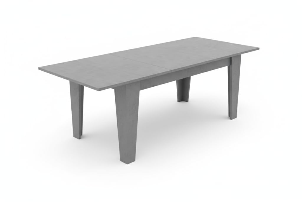 Bricozone Tavolo Da Pranzo Estensibile Moderno In Legno Melaminico Da 160 A 220 Cm Fino A 10 Posti Con Gambe A Spillo Design Minimalista Per Cucina Soggiorno (Grigio Cemento)