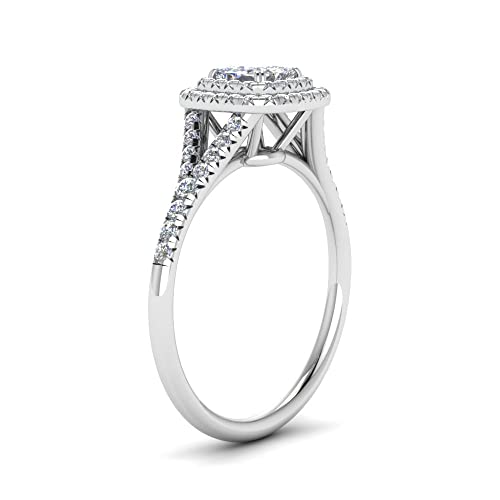 Image of Choose Your Gemstone Delicate Double Halo Diamond CZ Ring Sterling Silver Princess Shape Halo Engagement Rings Matching Jewelry Wedding Jewelry Easy to Wear Gifts US Size 4 to 12