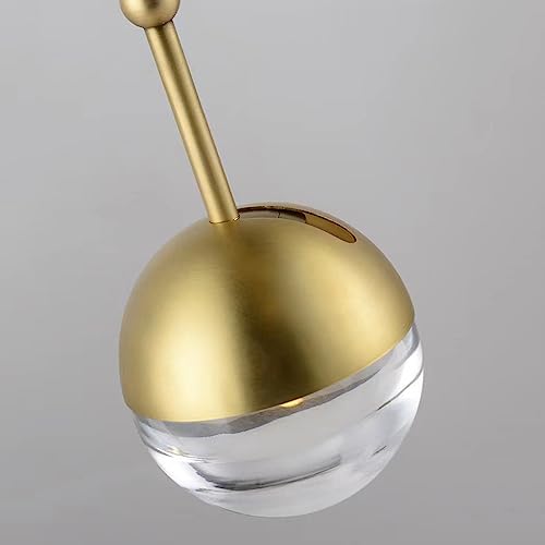 Candelabro de medio siglo en oro industrial con tulipas de vidrio suspendidas para salón 4