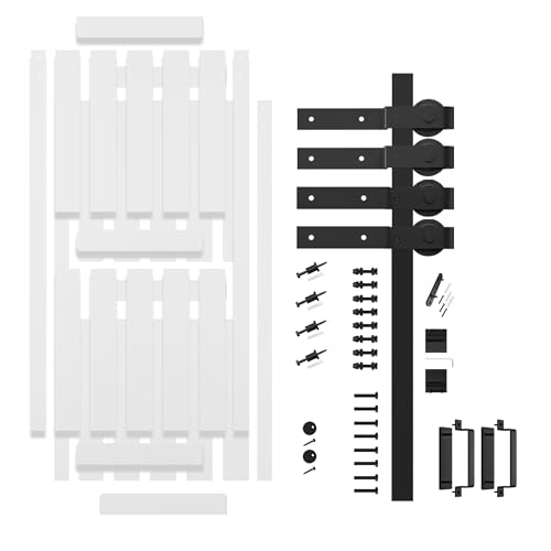 COSHOMER 36" x 84" Bypass Barn Door, Sliding Barn Door with 6.6FT Track Hardware Kit Included, H Shape Solid Core MDF Barn Doors, Waterproof PVC Surface, Save Space, Easy to Install, White by COSHOMER - Image 7