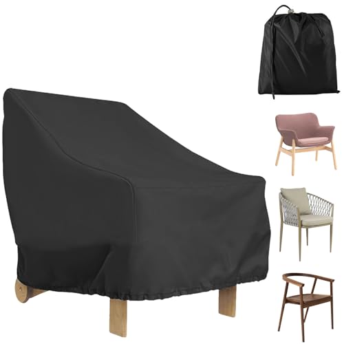 GWCYMYD Funda para sillas de jardín, 80 x 85 x 91 cm, tela Oxford 210D, cubierta para silla de exterior con cordón elástico para dobladillo, impermeable, protección UV, para césped o terraza (1 unidad
