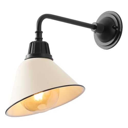 Image of JONATHAN Y Croydon 1-Light Gooseneck Barn Sconce 9.63 inch, Matte Almond
