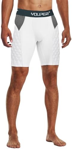 Youper Adult Elite Compression Padded Sliding Shorts w/Cup Pocket for Baseball, Football