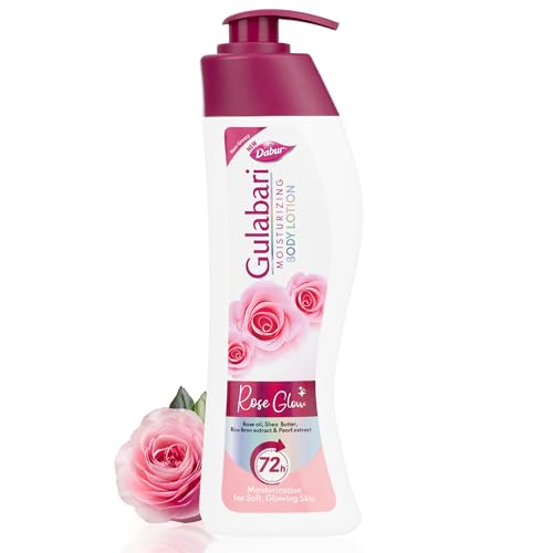 Image of Dabur Gulabari Moisturizing Body Lotion - 400 ml | For Men & Women | Dry Skin Care | With 100% Organic Rose Oil & Shea Butter | Dermatologically Tested | Paraben Free | 72 Hour Moisturisation