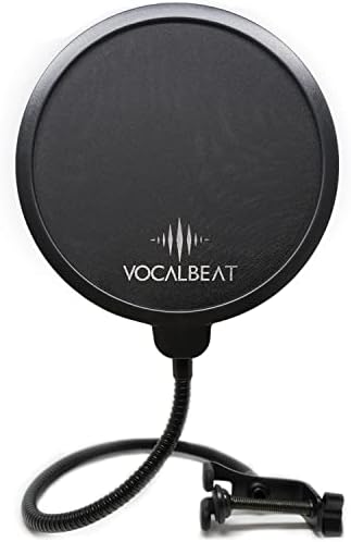 Blue Yeti Mic Pop Filter by Vocalbeat - Windscreen Shield for any Mic - Anti Pop Guard Microphone Pop Filter - 6 Inch Mesh Screen Cover against Wind Noises - Filter for Yeti with Custom Flat Clamps