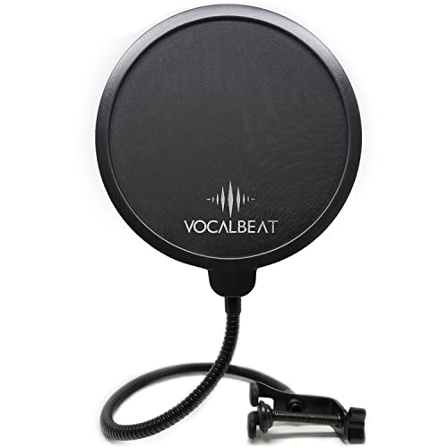 Blue Yeti Mic Pop Filter By Vocalbeat - Windscreen Shield For Any Mic - Anti Pop Guard Microphone Pop Filter - 6 Inch Mesh Screen Cover Against Wind Noises - Filter For Yeti With Custom Flat Clamps #TOP3