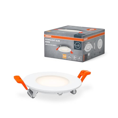 OSRAM Downlight Slim 85mm Foco LED empotrable 4,5W 3000K blanco cálido 240 lúmenes diseño plano IP20 fácil instalación para salones y pasillos