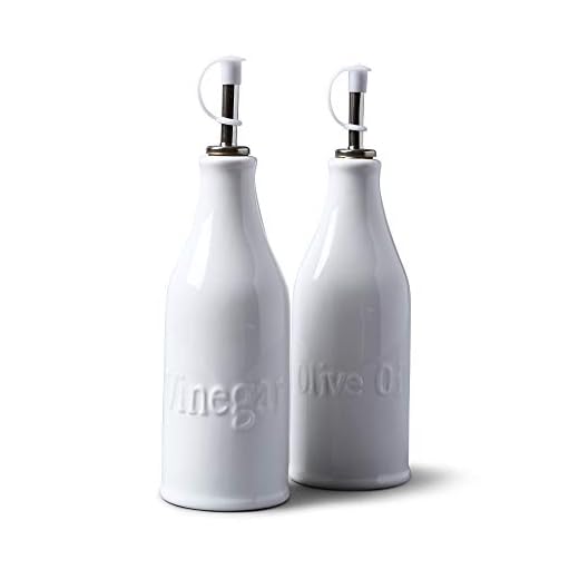 WM Bartleet & Sons 1750 T186 - Juego de botellas de vinagre y aceite de oliva (porcelana, 34 cm), color blanco