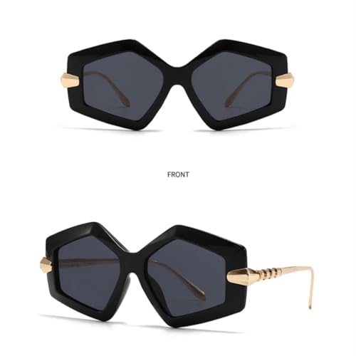 Lunettes de soleil vintage de créateur à monture large en métal géométrique - 4