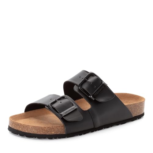 Mule femme à semelle anatomique plate Tamaris en cuir noir