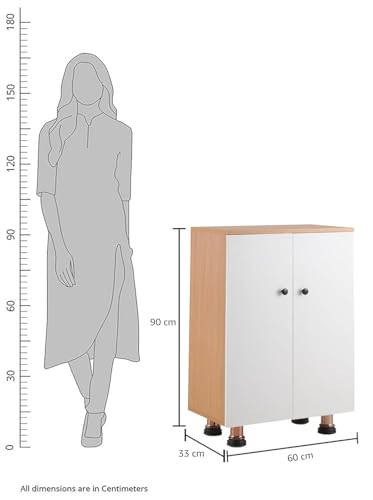Image of Amazon Brand - Solimo 2-Door Engineered Wood Shoe Rack |Brown & White