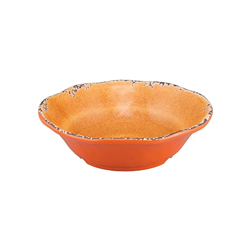 Upware 12-Piece Melamine Dinnerware Set, Includes Dinner Plates, Salad Plates, Bowls, Service For 4. (Crackle, Orange) #TOP3