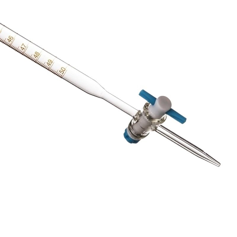 Microbureta, Bureta de Vidrio de borosilicato Clase A, Llave de Paso de PTFE for valoración, Multicolor, 10ml/25ml/50ml(Transparent Acidic 50ml)